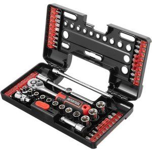 INTERTOOL 57-Piece Mini Drive Socket Wrench Set, Portable Storage Case